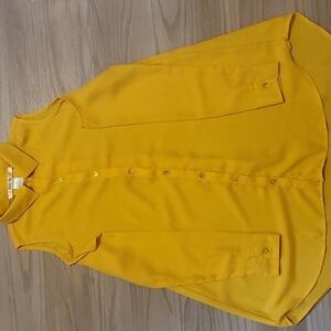 K.Jordan Women's Mustard Colored Cold Shoulder Blouse, Size Small